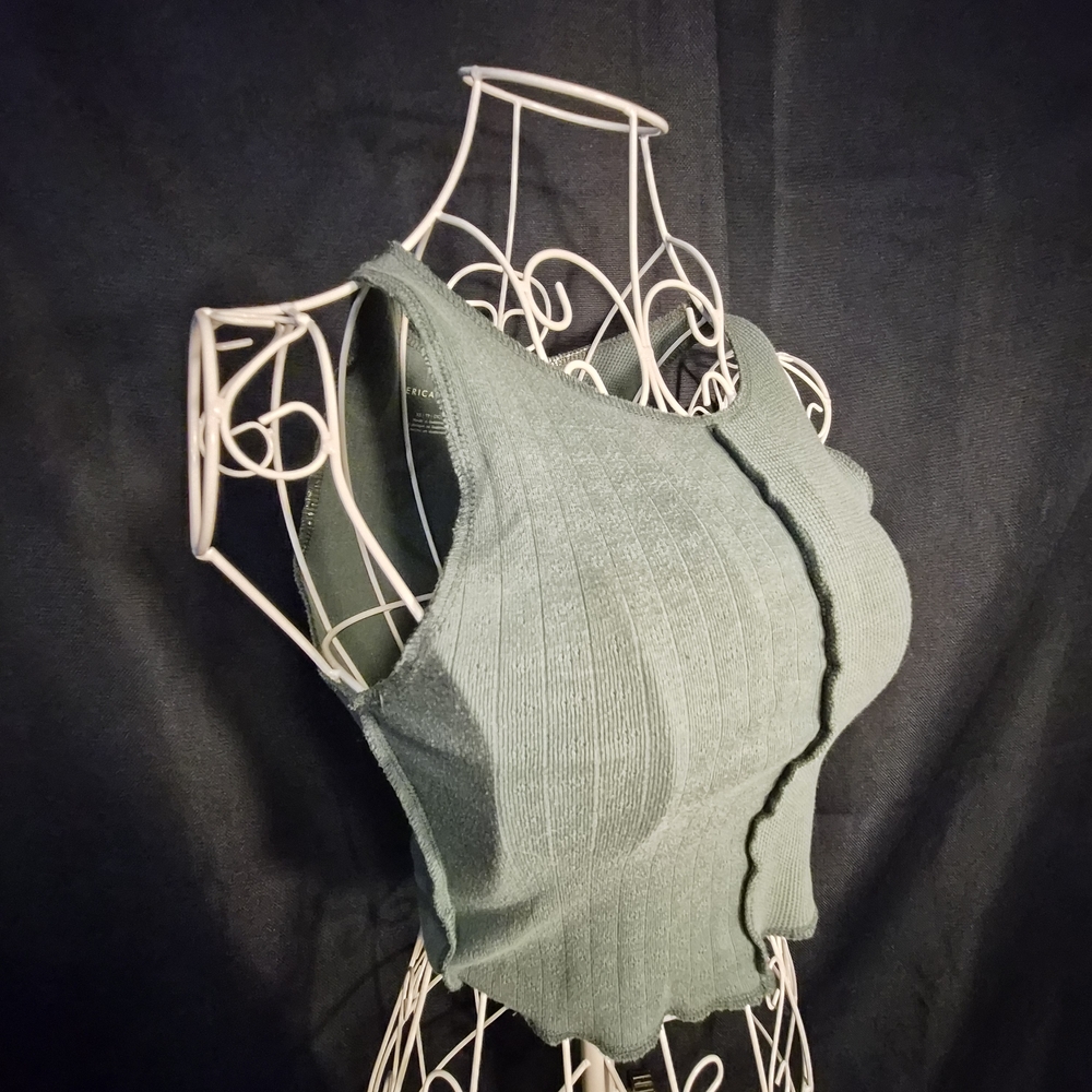 American Eagle Outfitters Olive Ribbed Crop Top